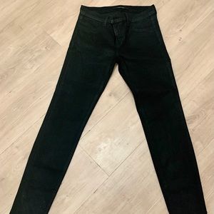 J brand wax coated black skinny jeans 27